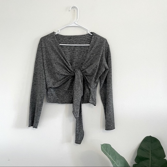 Mia Brazilia Gray Marl Tie Front Super Soft Top - Picture 1 of 4